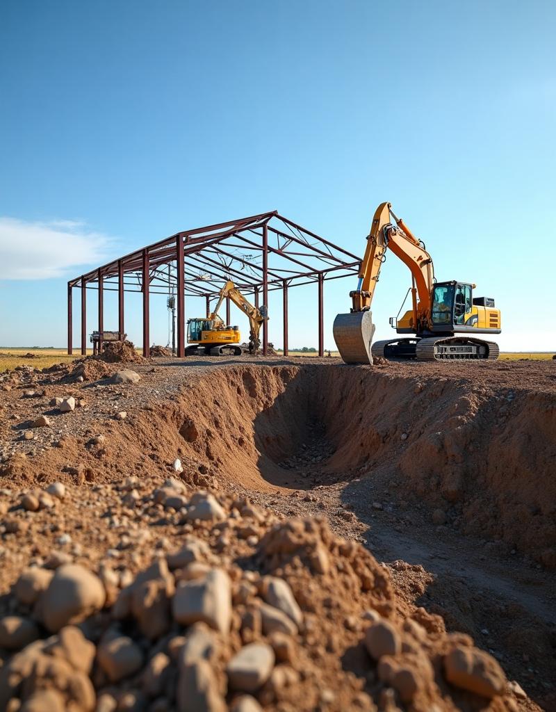 Vortex Buildings construction site with heavy machinery